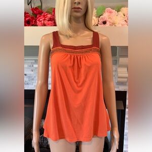 New York & Company orange beaded cotton tank top Sz XS